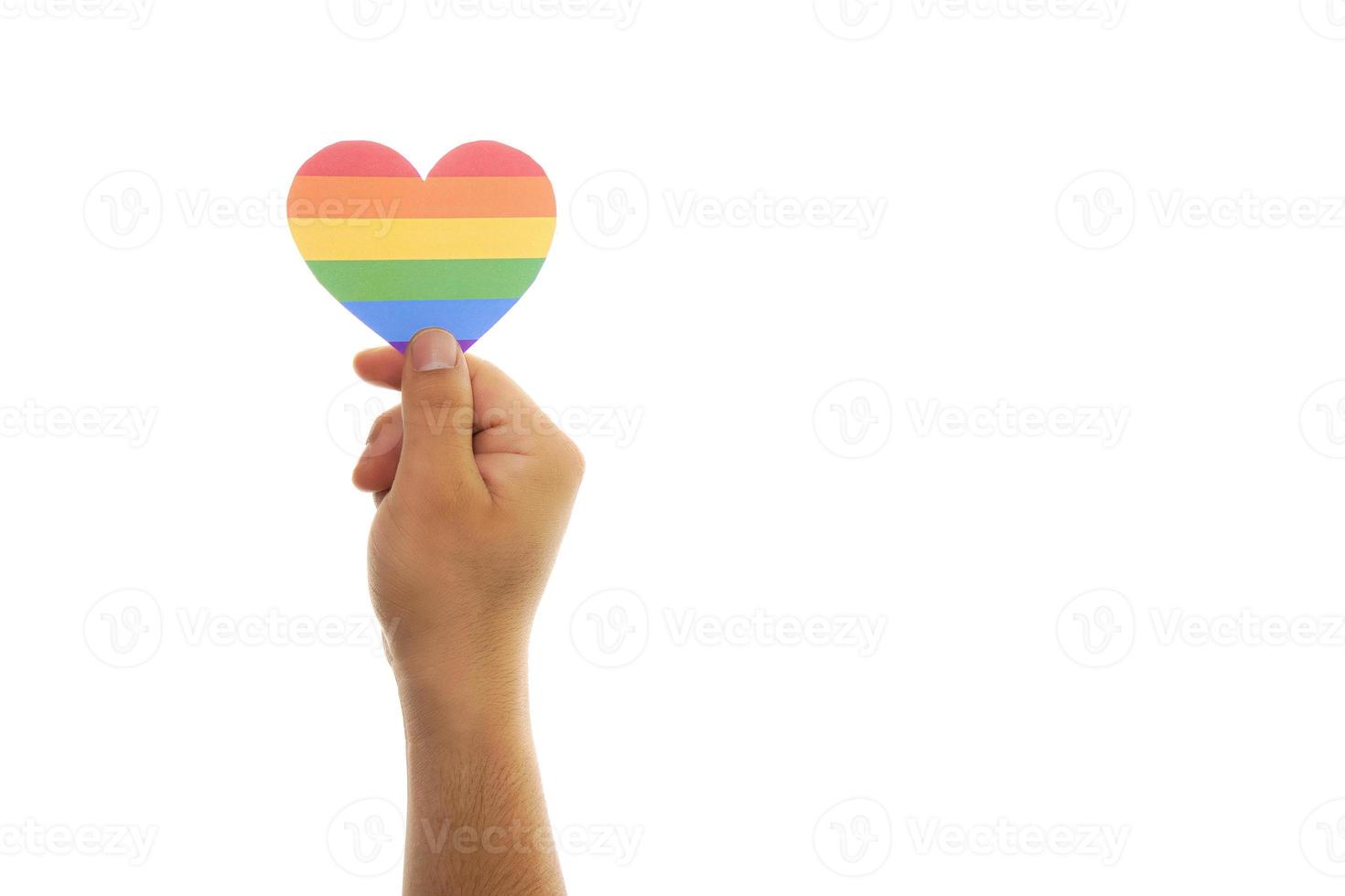 Hands with heart in gay lgbt colors photo