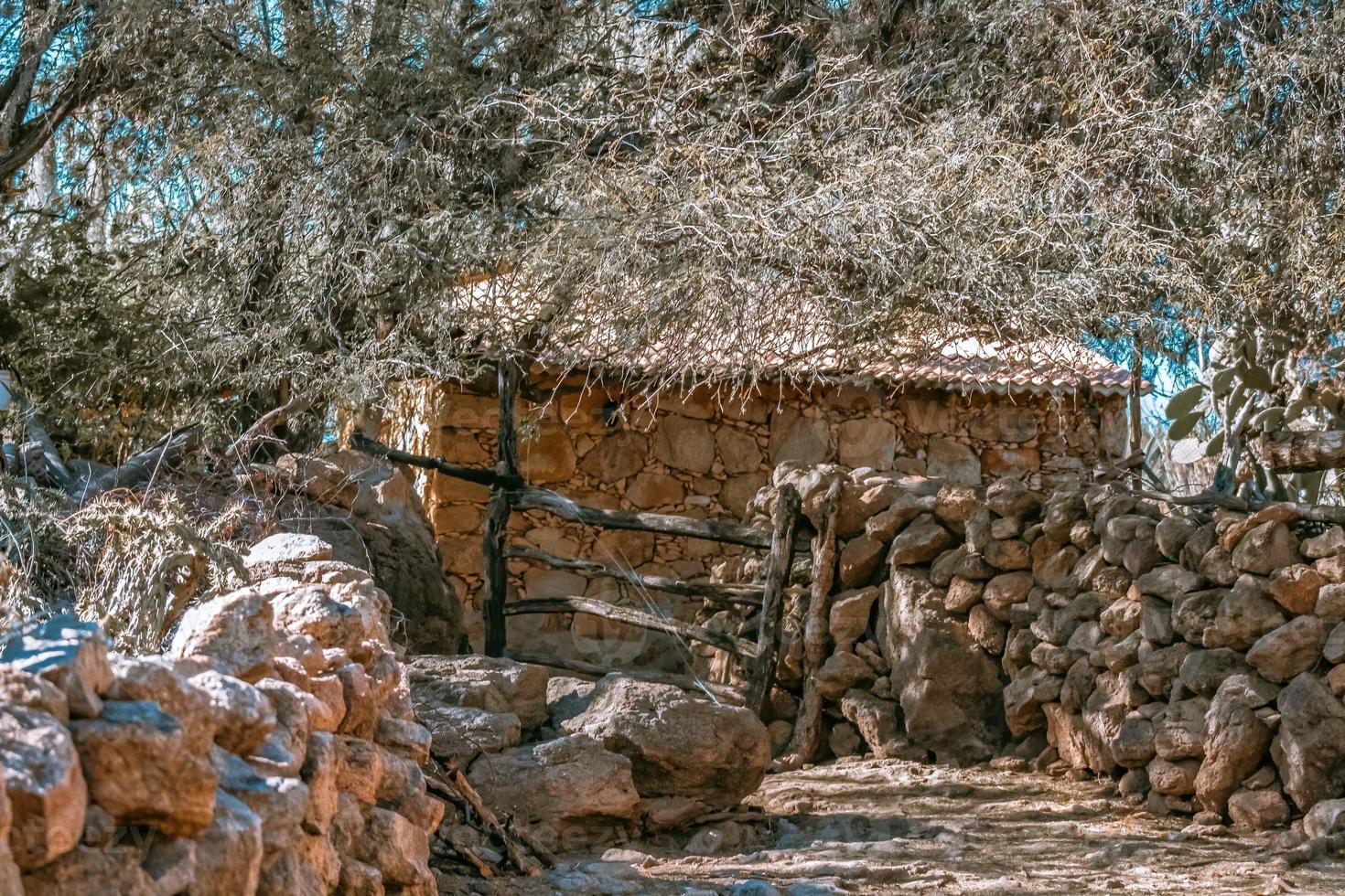 Traditional construction only with rock in Mexico in rural area photo