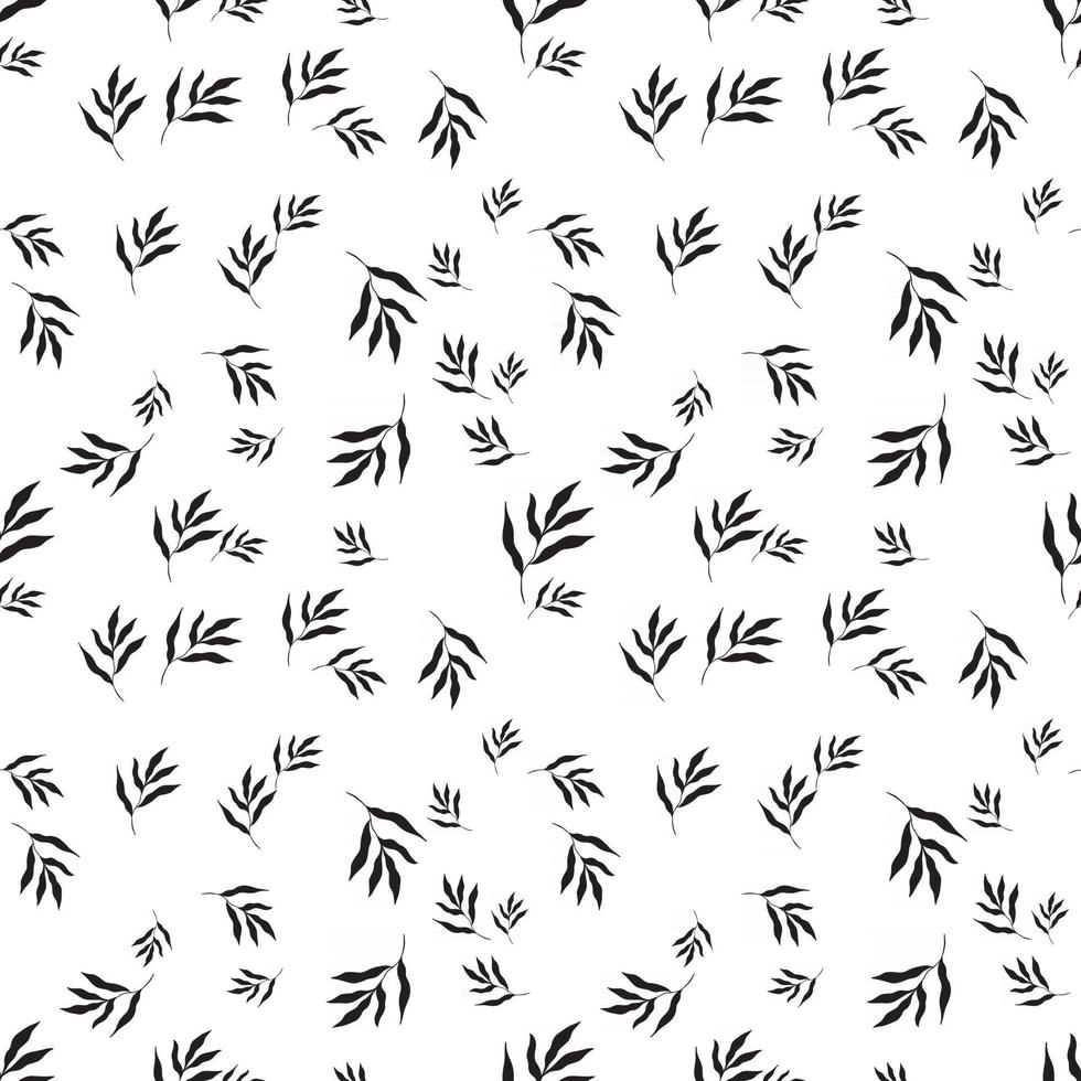 Seamless tropical leaf pattern. Black and white botanical pattern. Floral digital paper in a minimalistic Scandinavian style. vector