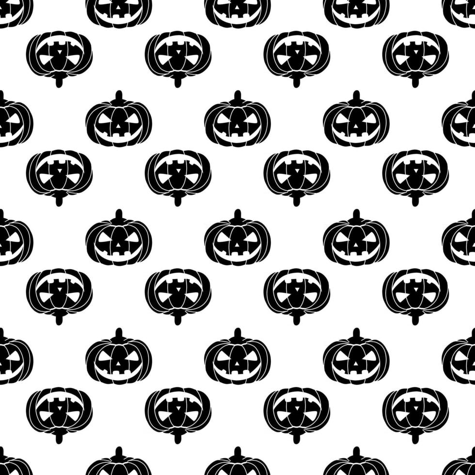 Halloween pattern with black pumpkins vector