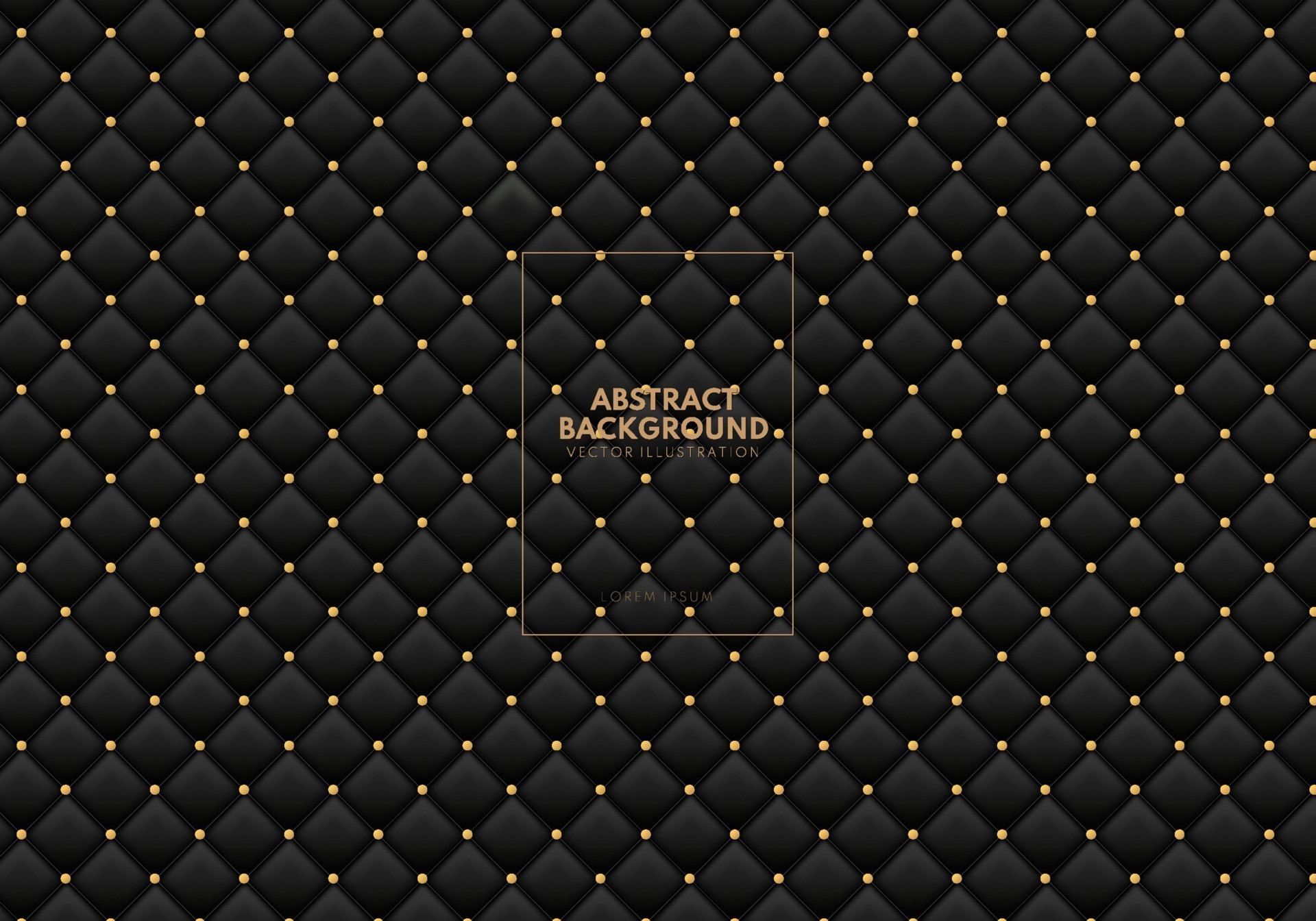 Abstract matte black square texture background with luxury golden dots