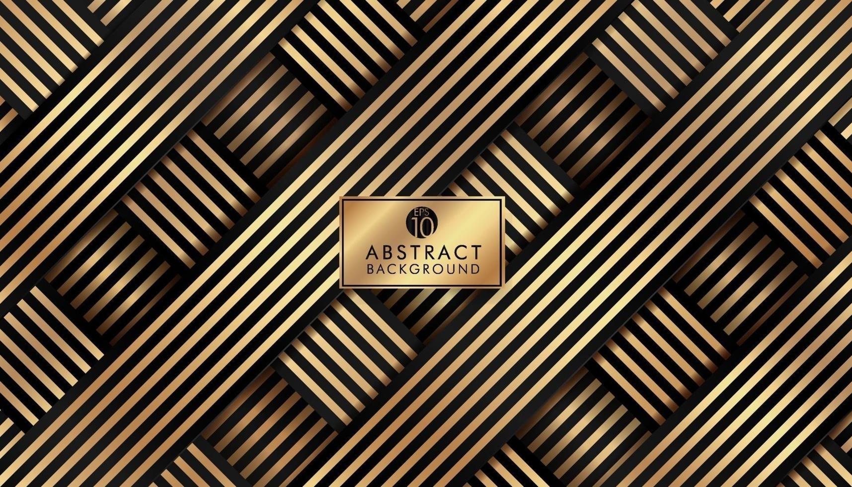 Golden ribbon alternating black, overlapping, luxurious and elegant design. abstract black and golden stripes lines overlaping layers background. Vector illustration
