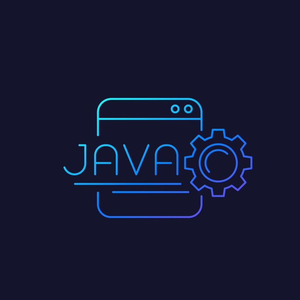 codificación java, icono lineal vector