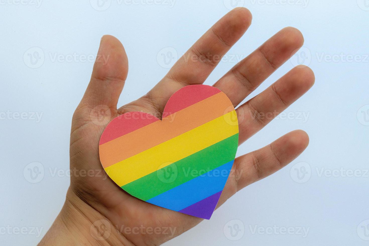 Hands with heart in gay lgbt colors photo