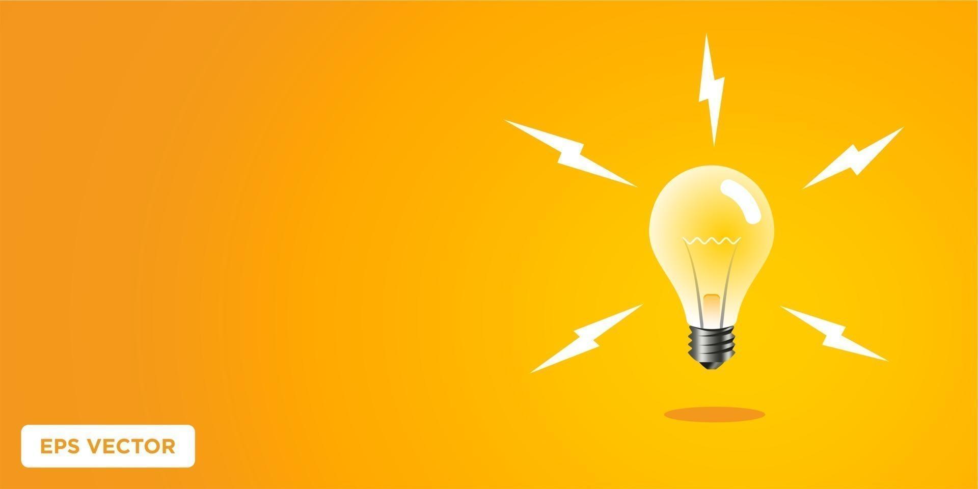 3d realistic style vector light bulb on a yellow background with copy space. Vector fun fact information Illustration