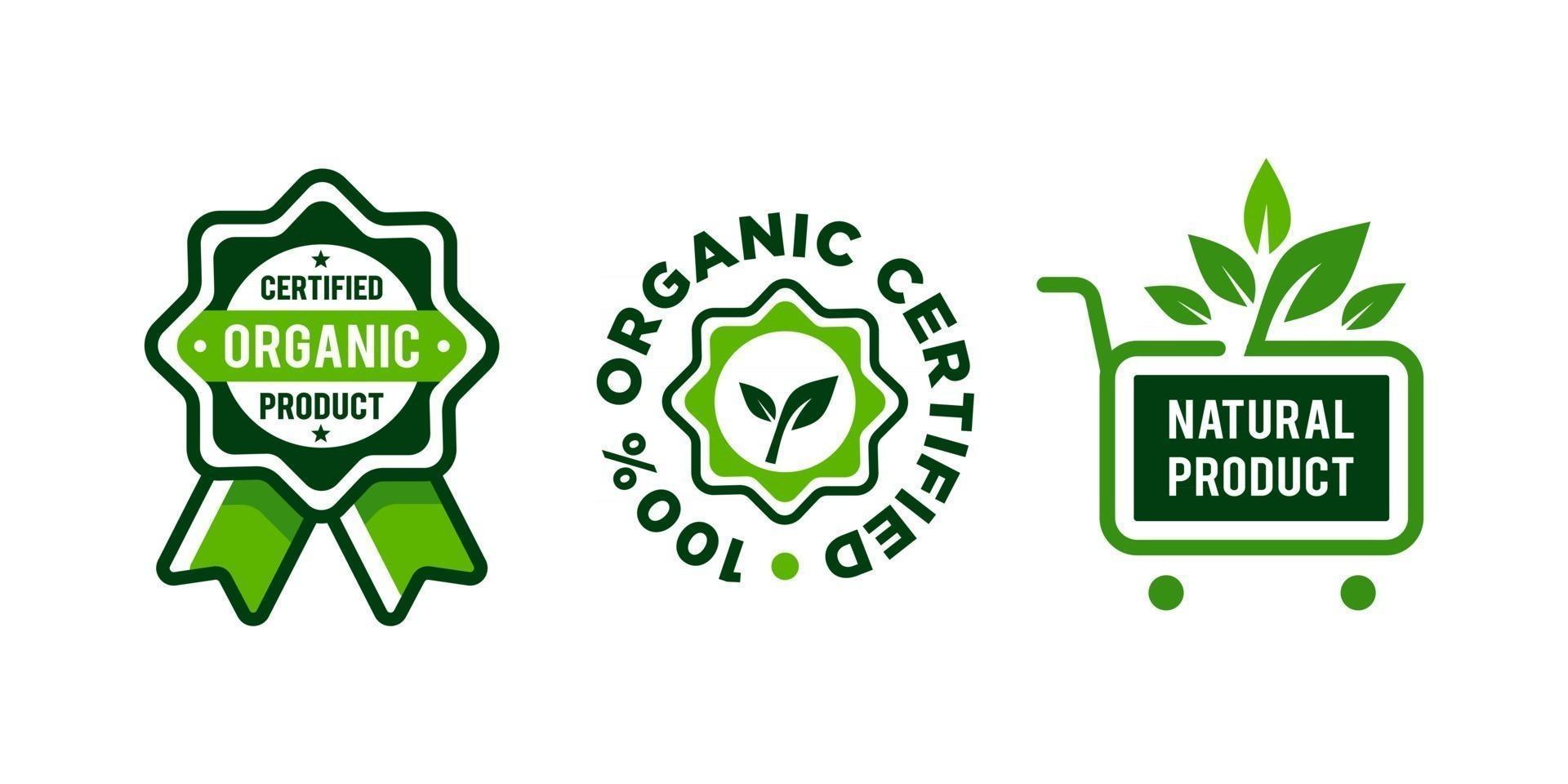 organic badge vector. certified organic Set of labels and stickers for green organic food and drink, and natural product. Vector illustration concepts for web design, packaging design