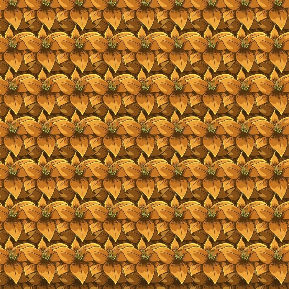 Yellow lilies seamless pattern. Vintage style background. vector