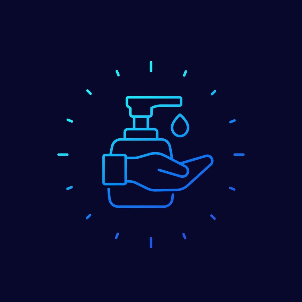 Hand sanitizer, use antiseptic line icon vector