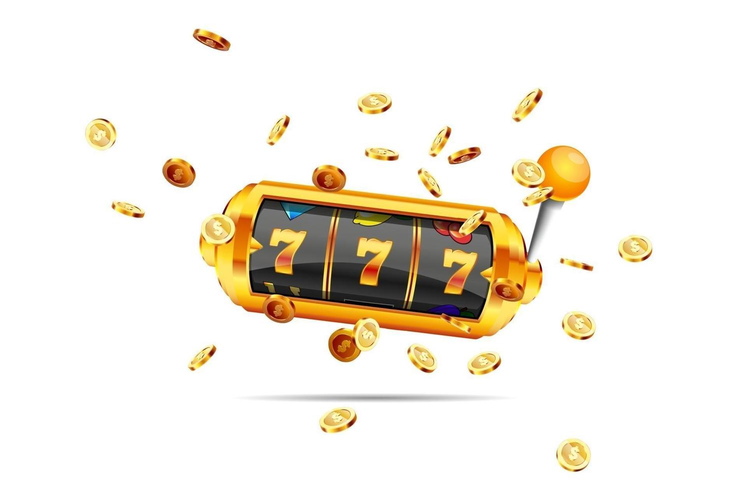 Golden slot machine wins the jackpot. vector