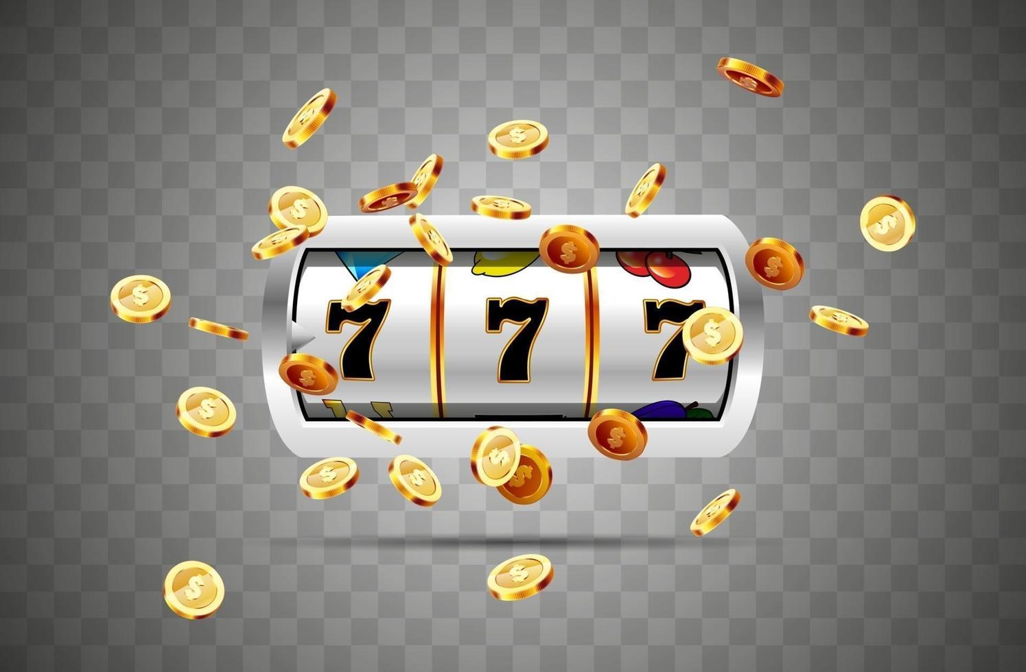 Golden slot machine wins the jackpot. vector