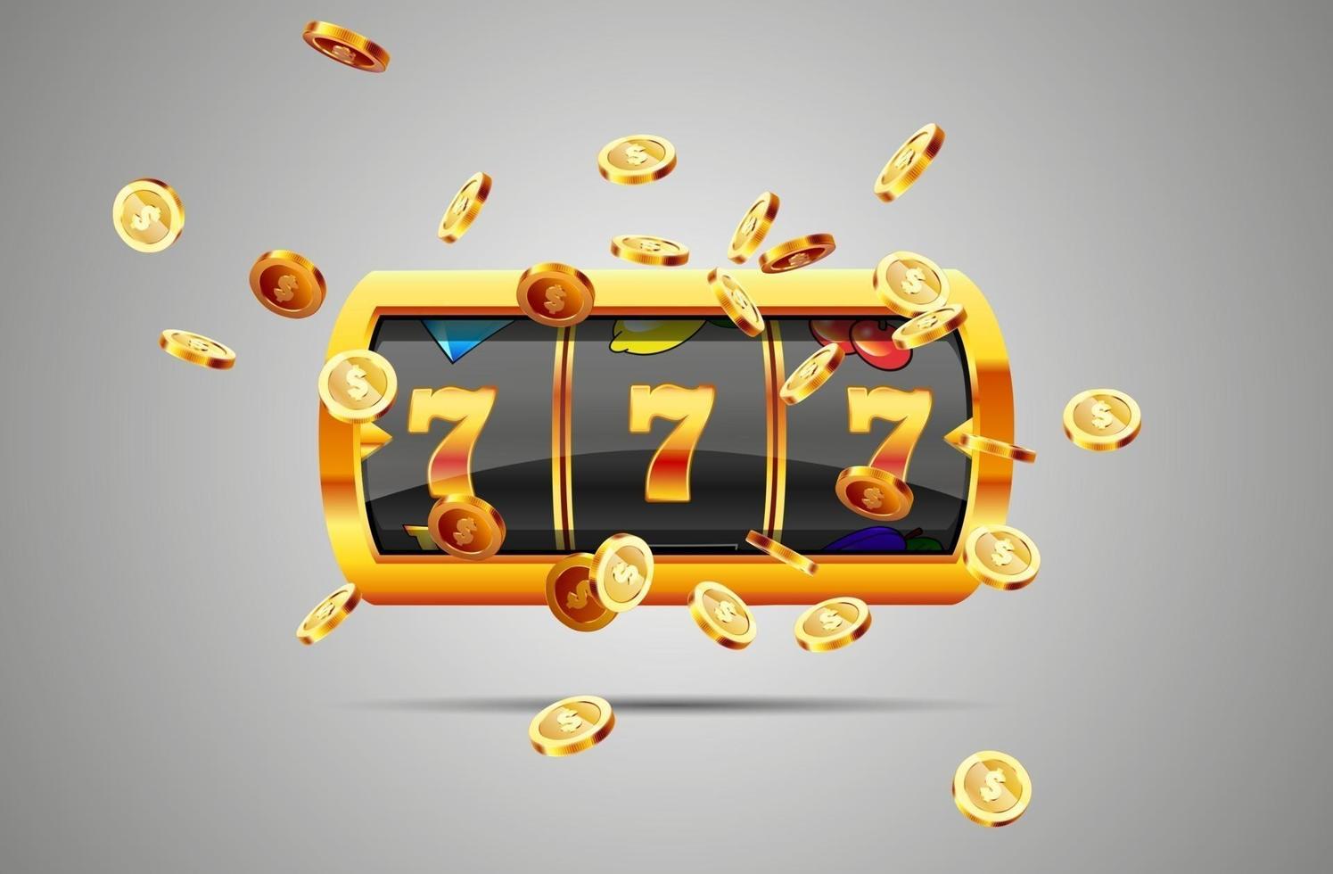 Golden slot machine wins the jackpot. vector
