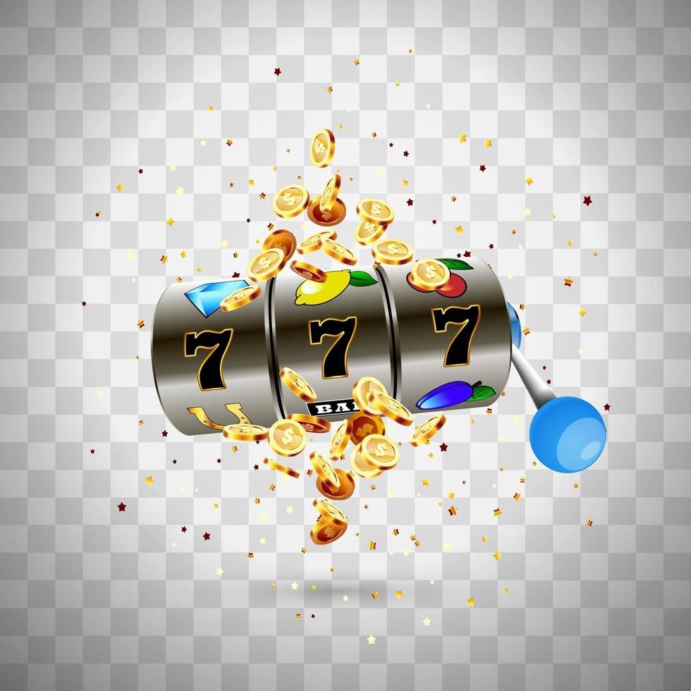 Golden slot machine wins the jackpot. vector
