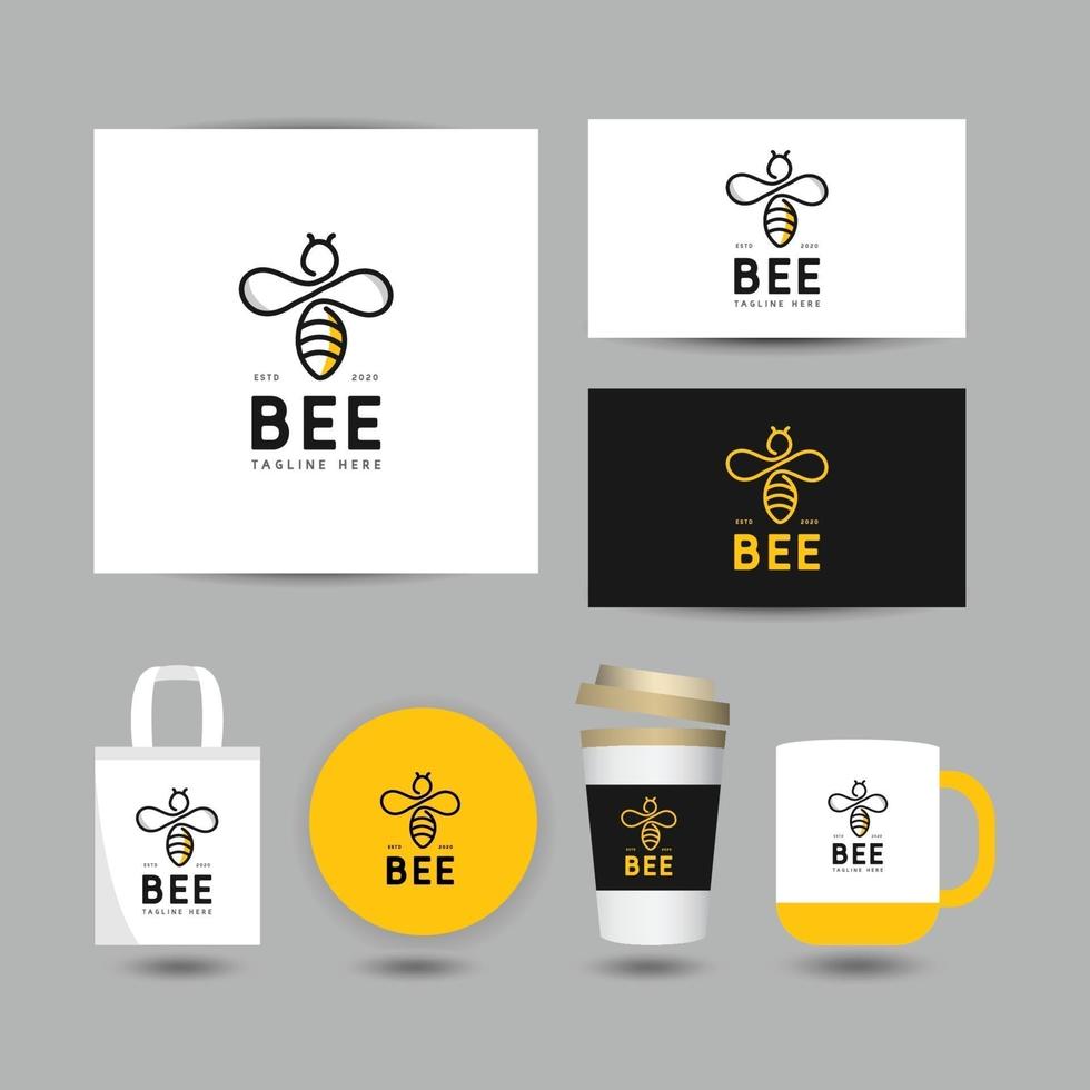 bee farm logo design concept vector