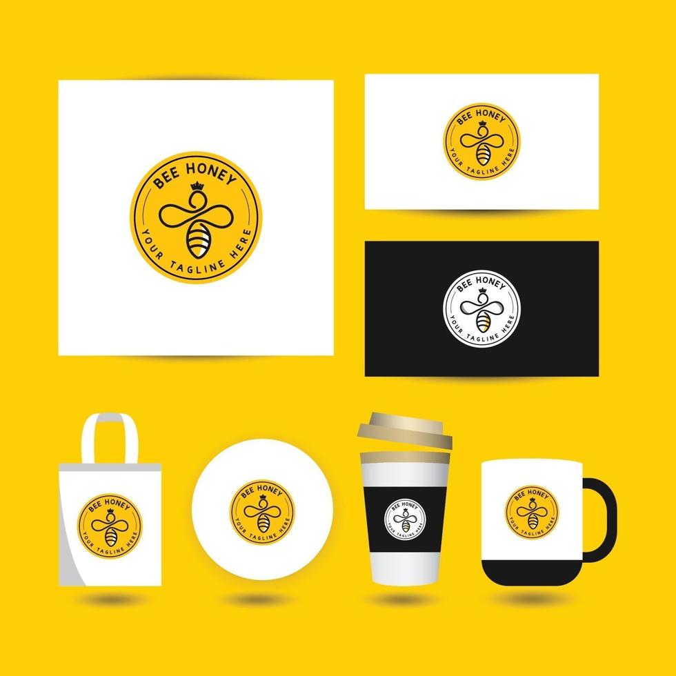 bee farm logo design concept vector