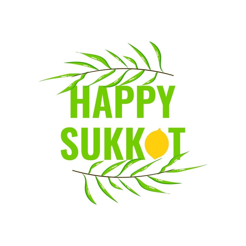flat happy sukkot design with dual leaf design vector illustration