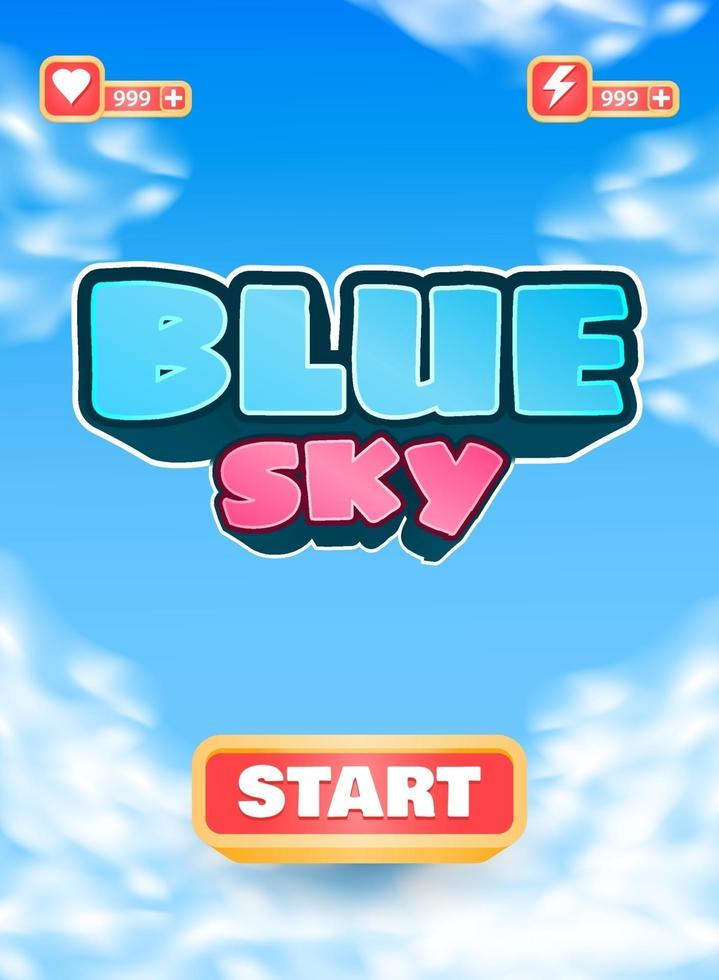 funny blue sky game ui vertical board interface vector illustration
