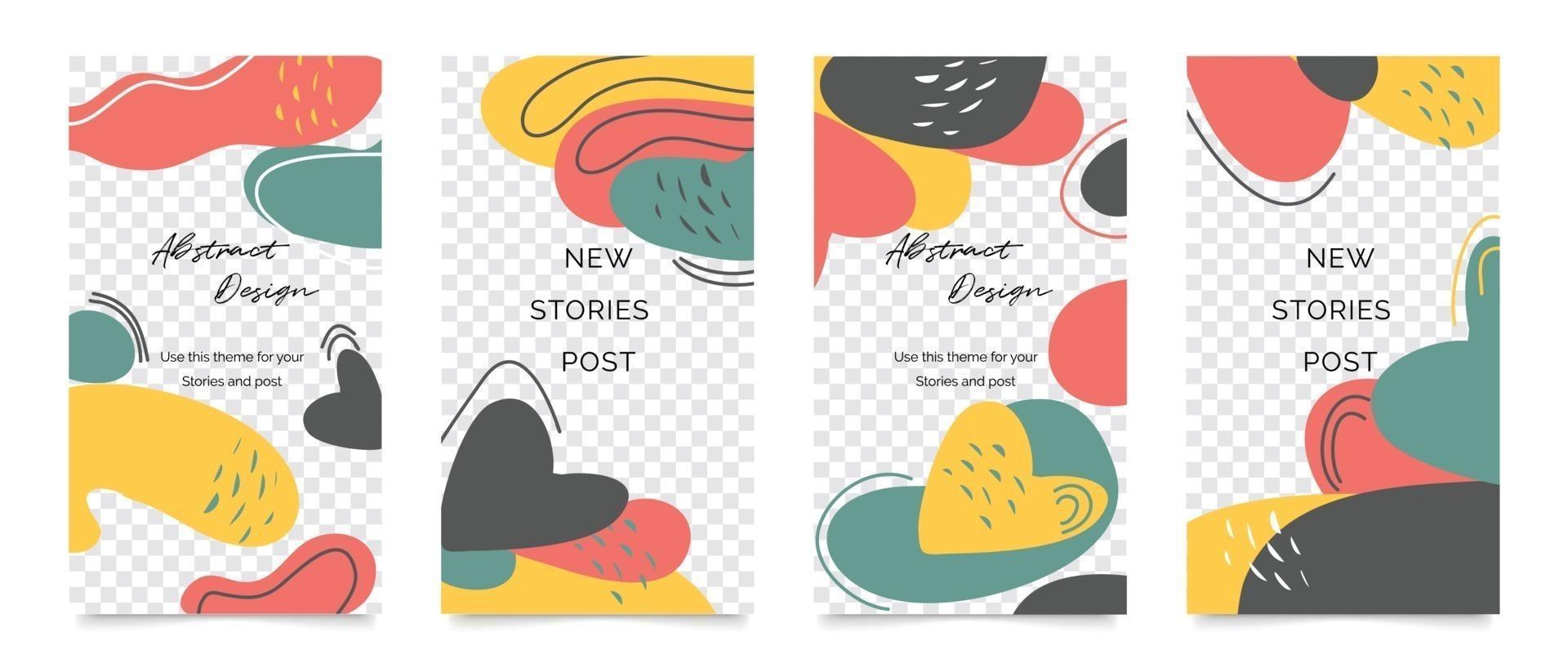 Social media stories and post background vector set