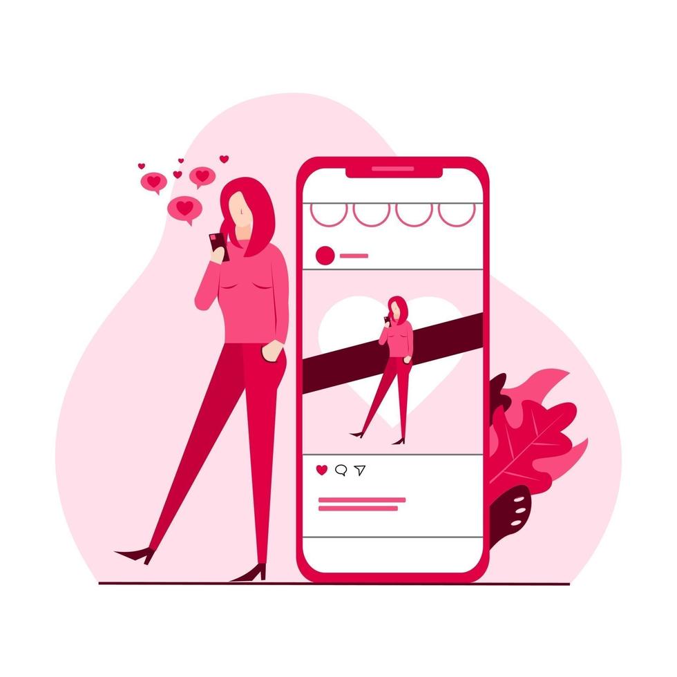 illustration of woman with social media vector