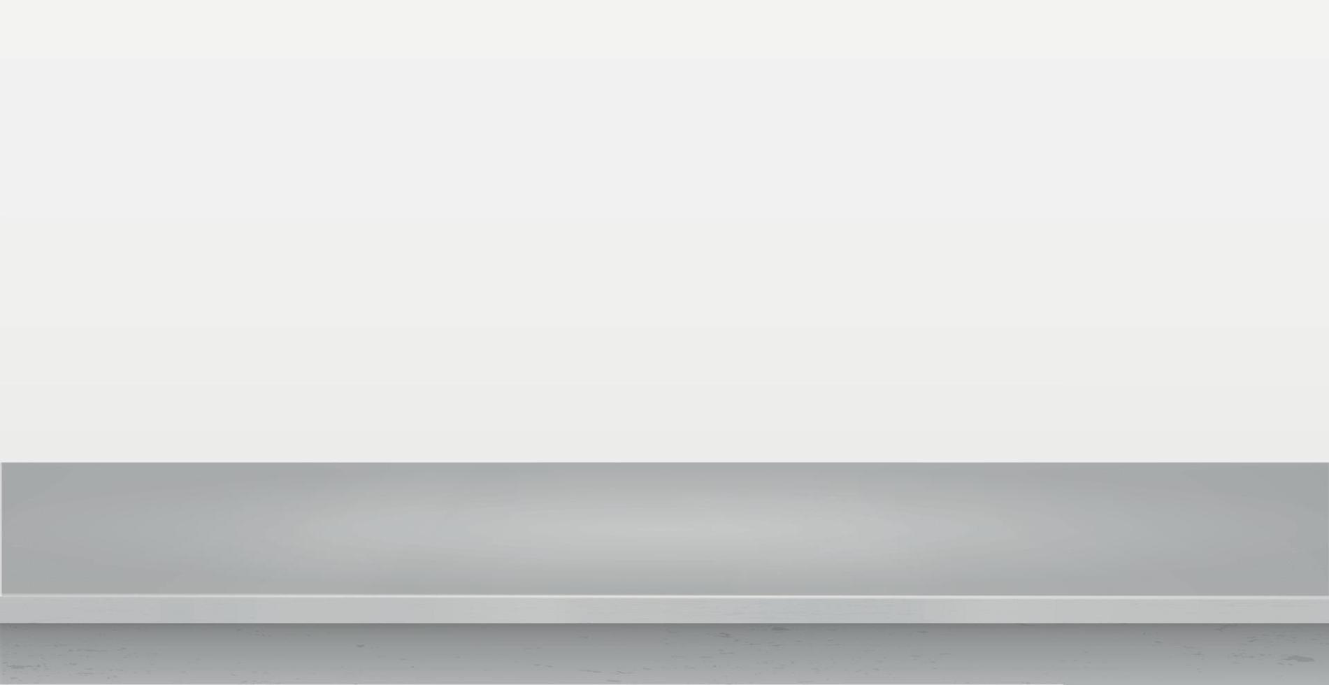 Gray concrete stone countertop on white panoramic background, promotional web template - Vector