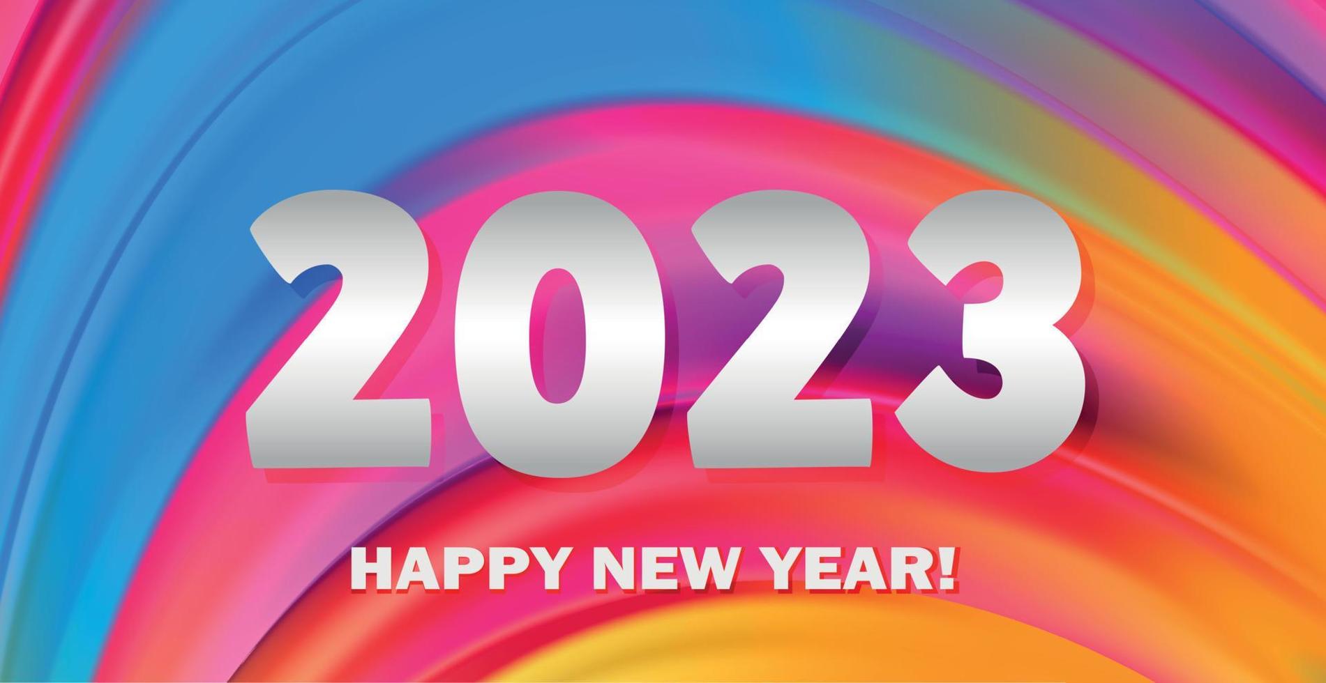 Merry Christmas and Happy New Year 2023, bright background postcard, web template - Vector