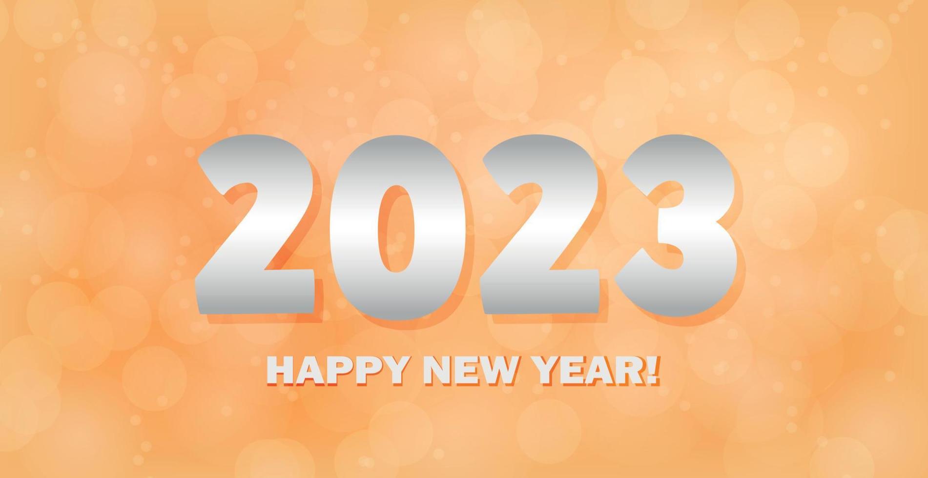 Merry Christmas and Happy New Year 2023, bright bokeh background postcard, web template - Vector