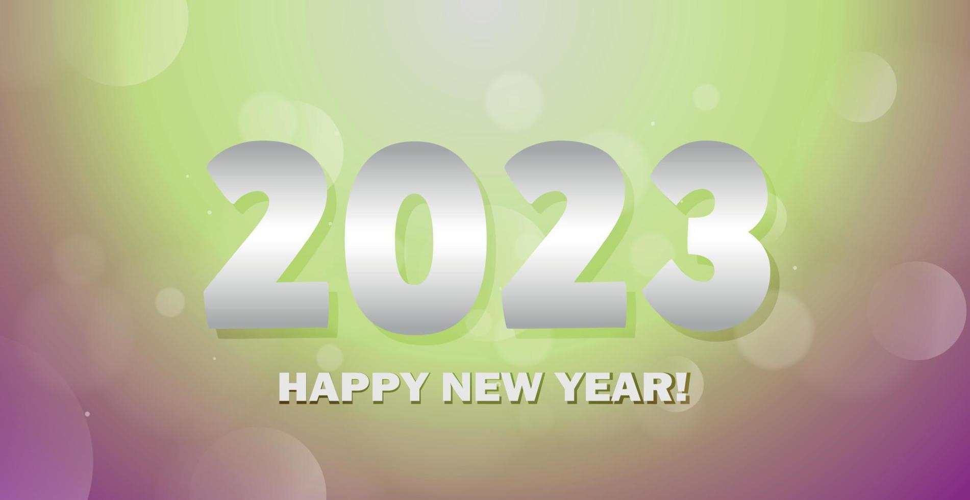 Merry Christmas and Happy New Year 2023, bright bokeh background postcard, web template - Vector