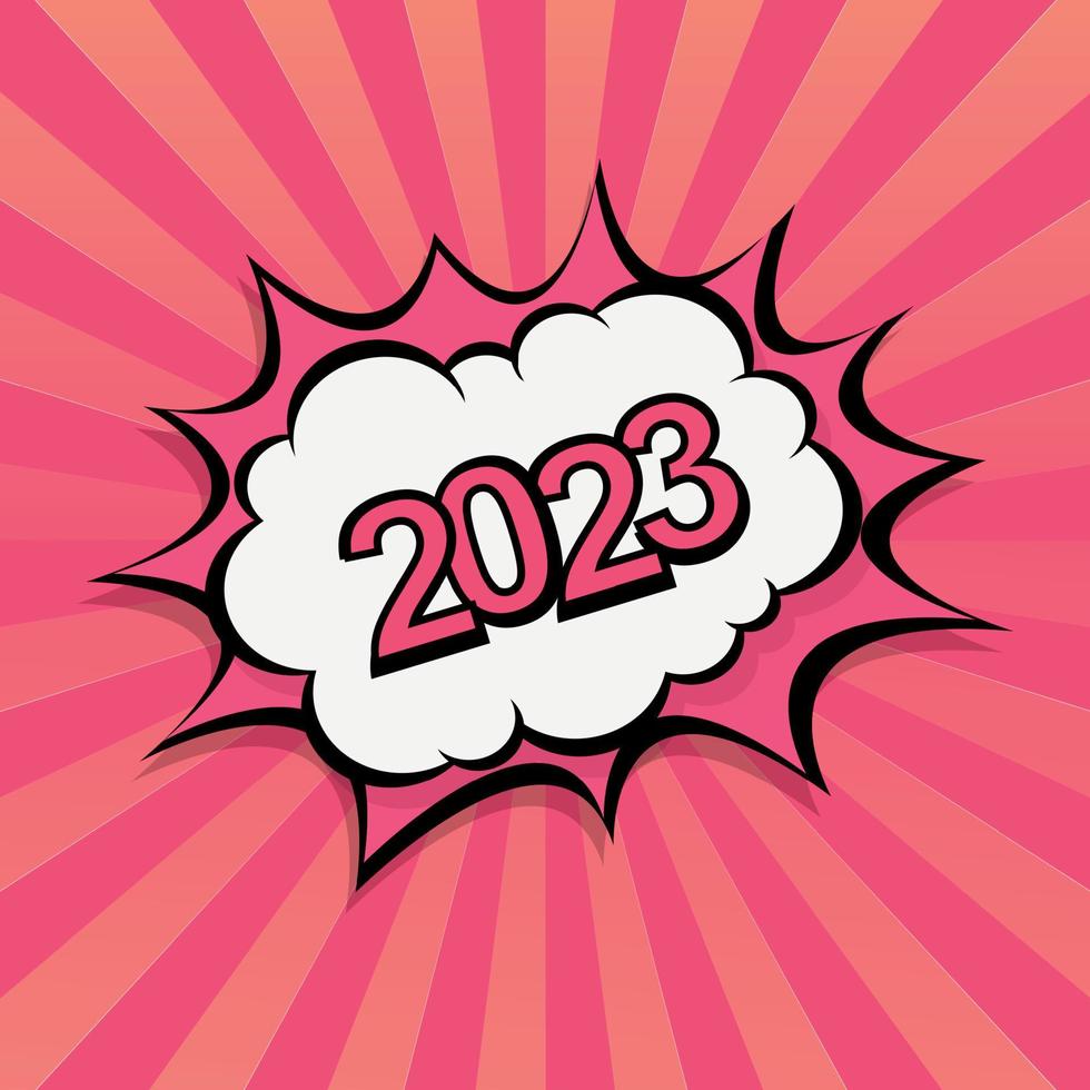 Colorful Web Template Comic Zoom New Year 2023 - Vector
