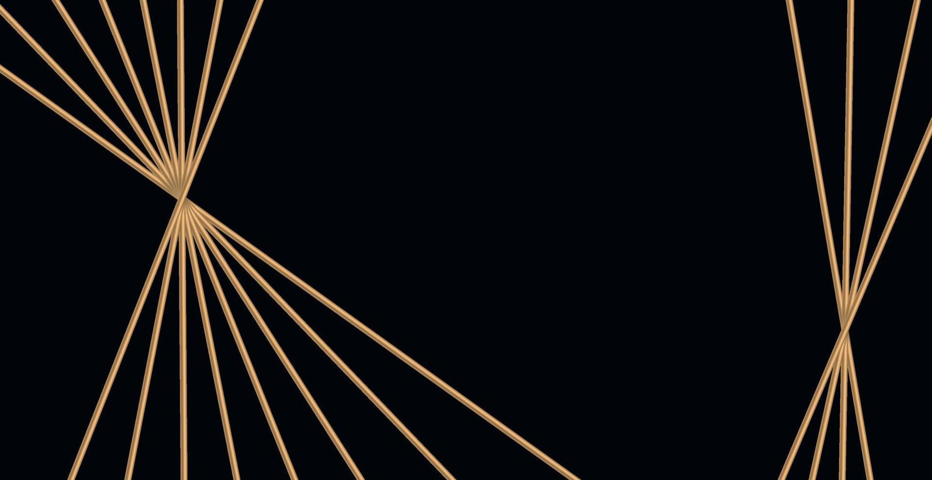 plantilla de tarjeta web de lujo geométrico moderno para negocios o presentación con líneas doradas sobre fondo negro - vector