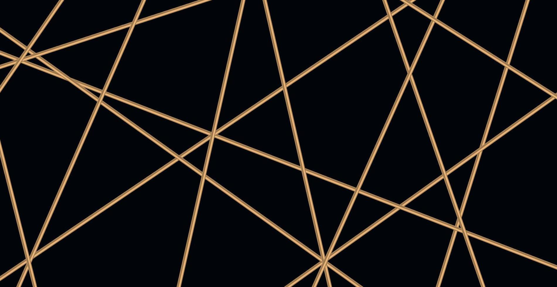 Modern geometric luxury web card template for business or presentation with golden lines on black background - Vector