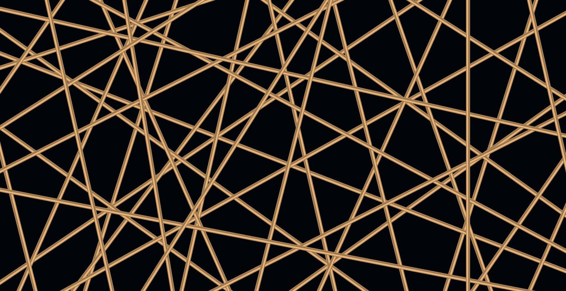 Modern geometric luxury web card template for business or presentation with golden lines on black background - Vector