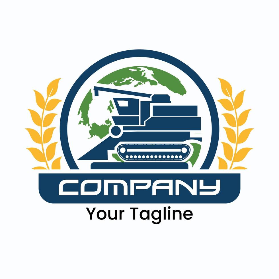 Combine harvester logo symbol. rice harvester machine, combine