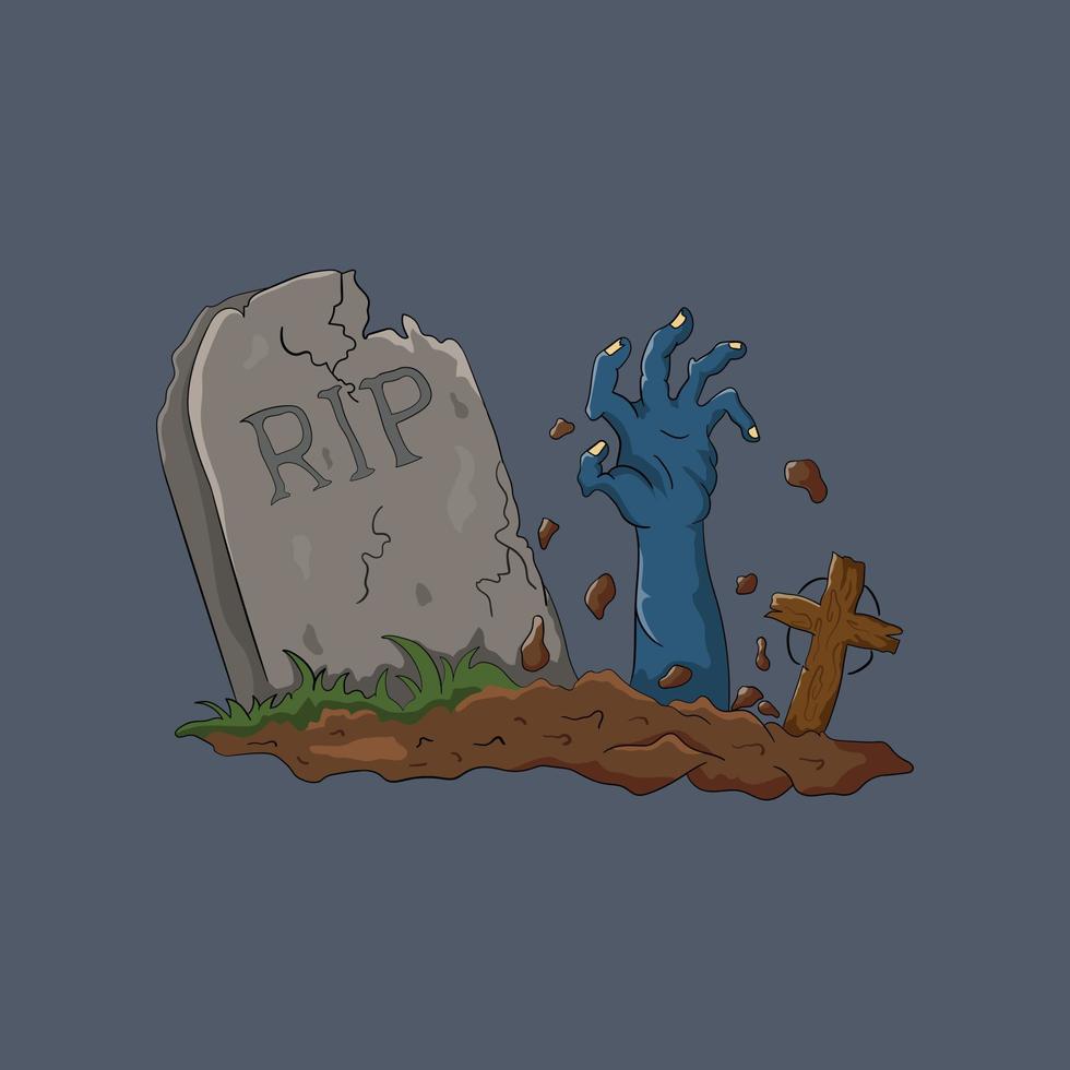 Zombie hands emerge from the graveyard. horror vector