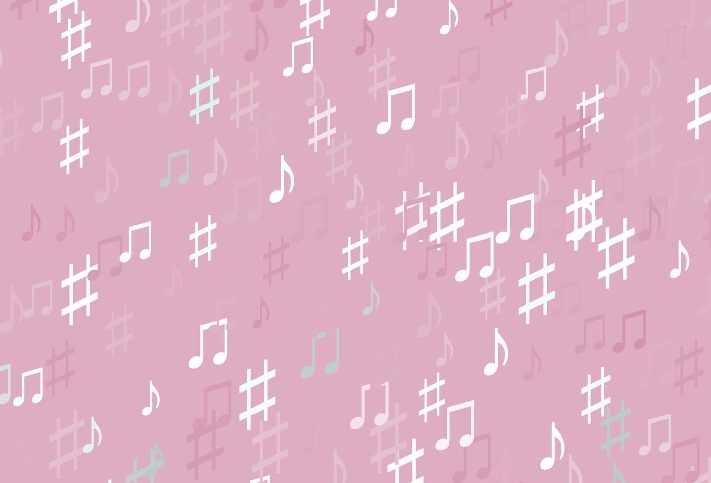 plantilla de vector rosa claro con símbolos musicales.