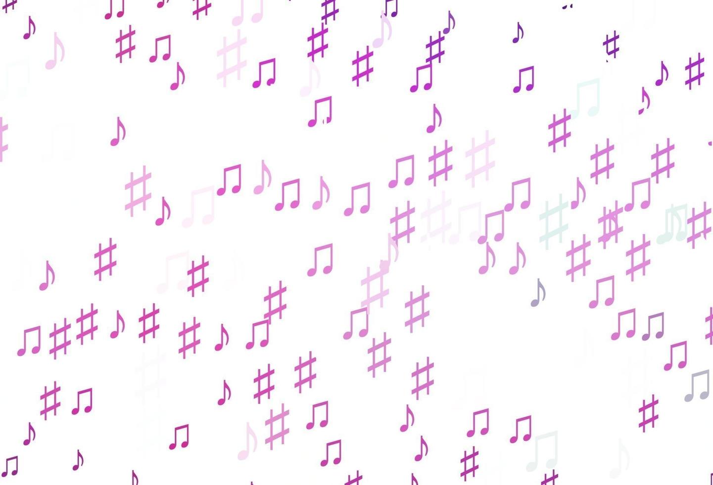 Light Pink, Blue vector background with music symbols.