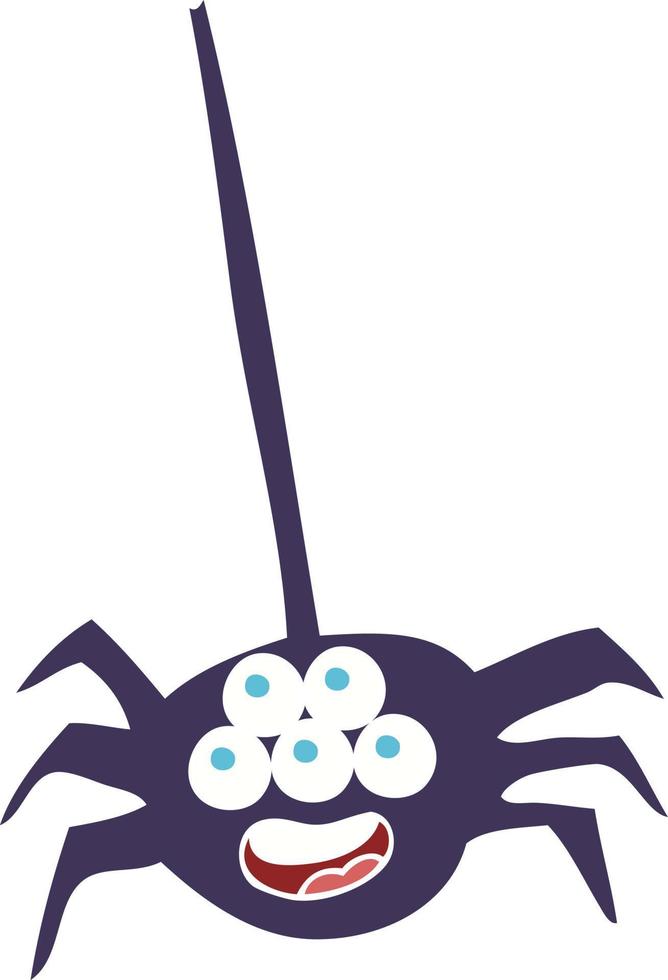 flat color illustration of a cartoon halloween spider vector