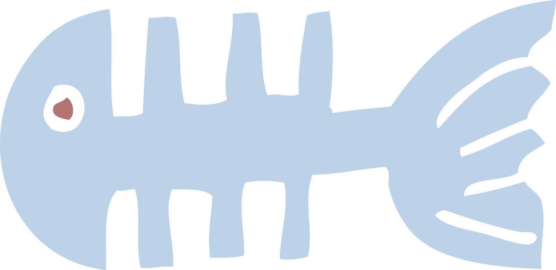 cartoon doodle fish bones vector