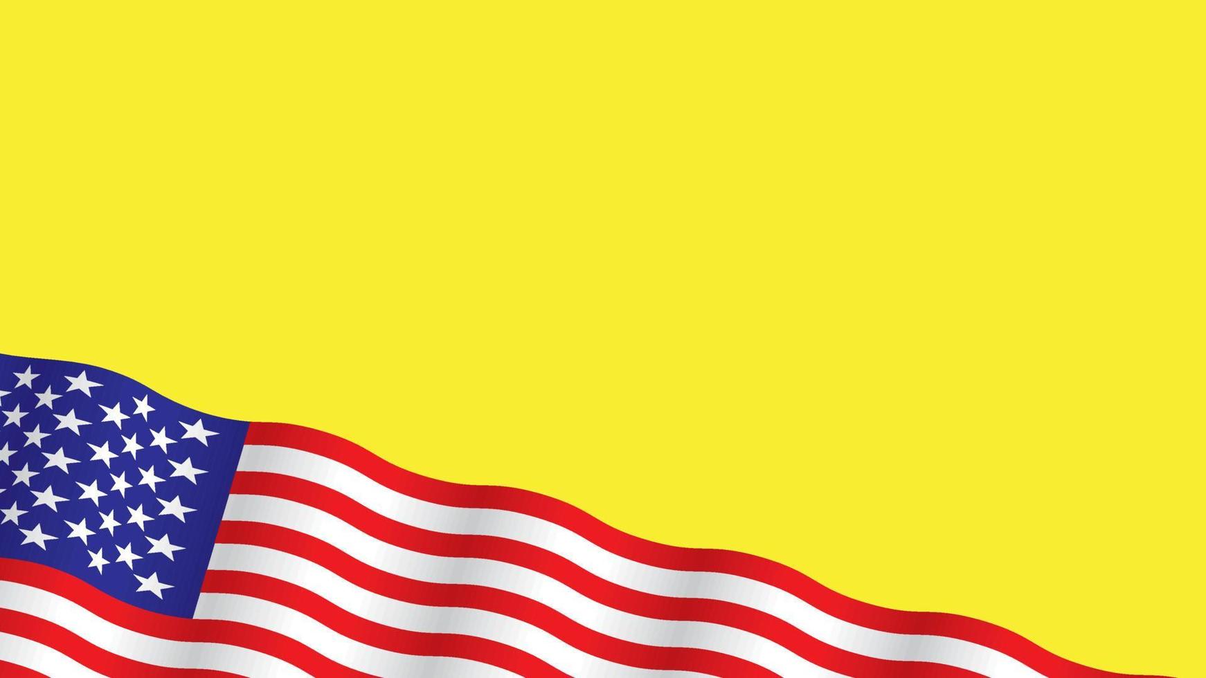 bandera de américa en color de fondo amarillo. adecuado para banner de evento vector