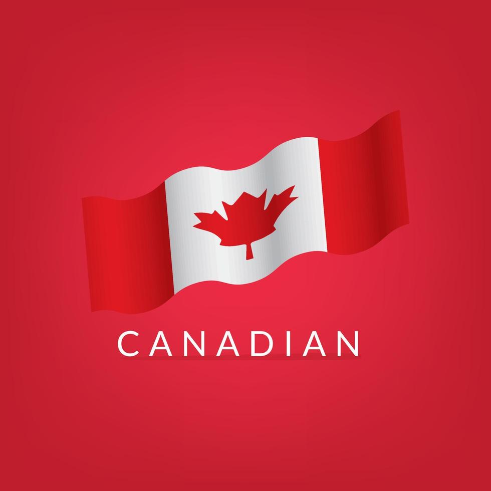 illustration vector of Canada flag on gradient red color background.