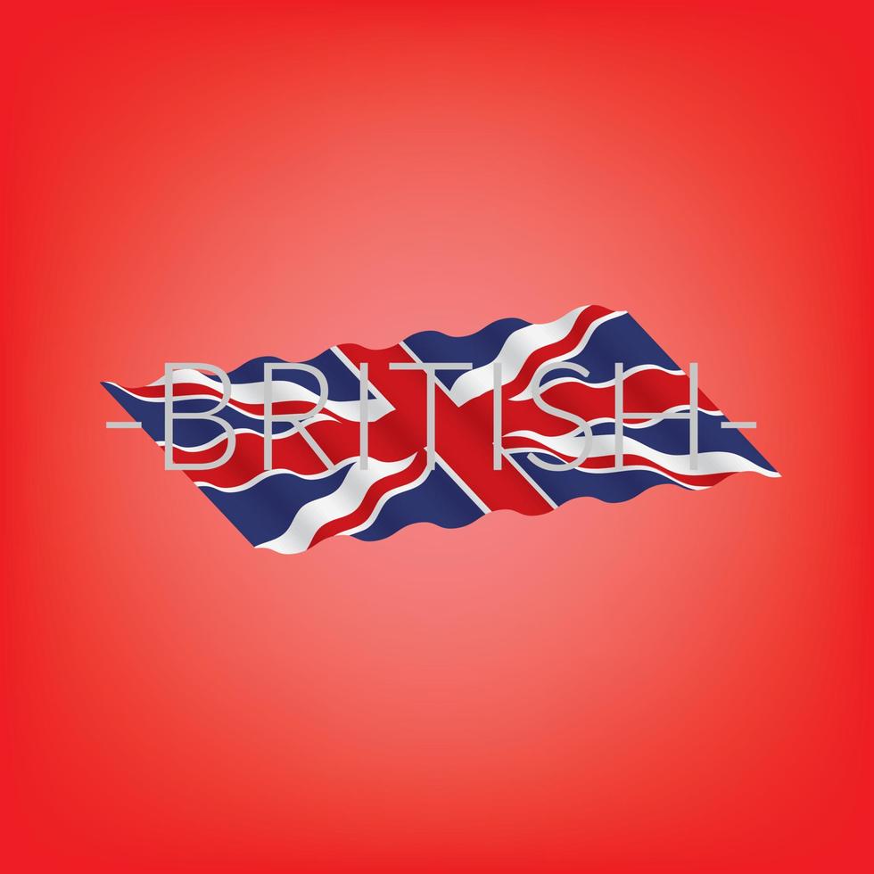 UK flag with British letter on red color background vector illustration