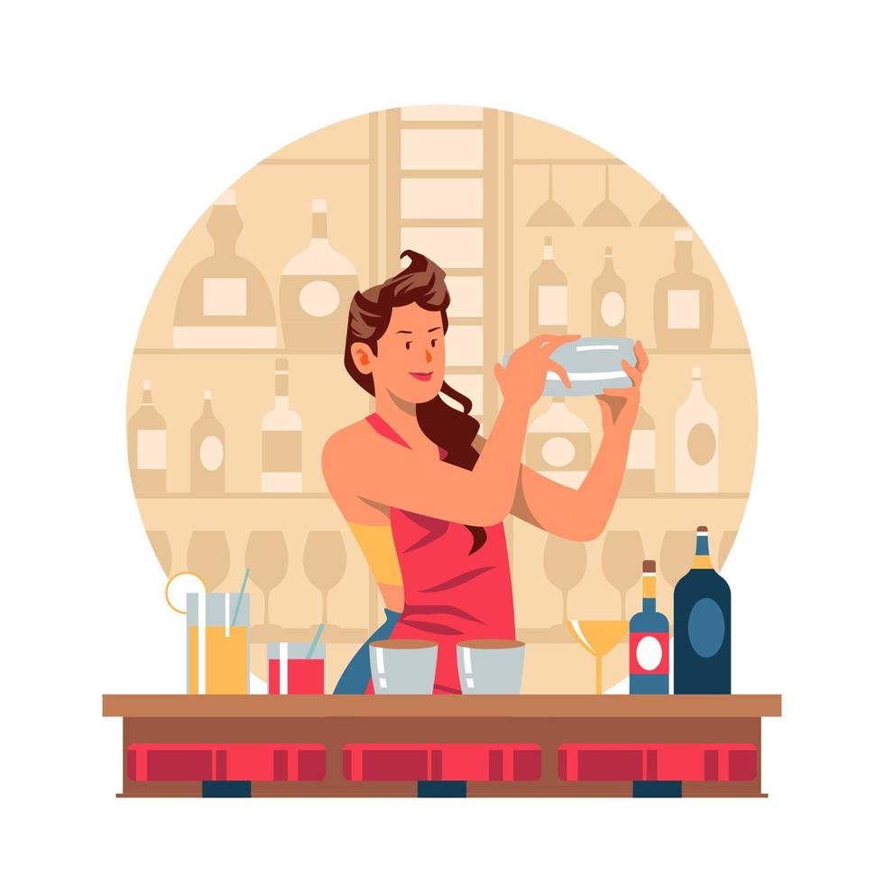 Stylish Female Bartender Concept vector