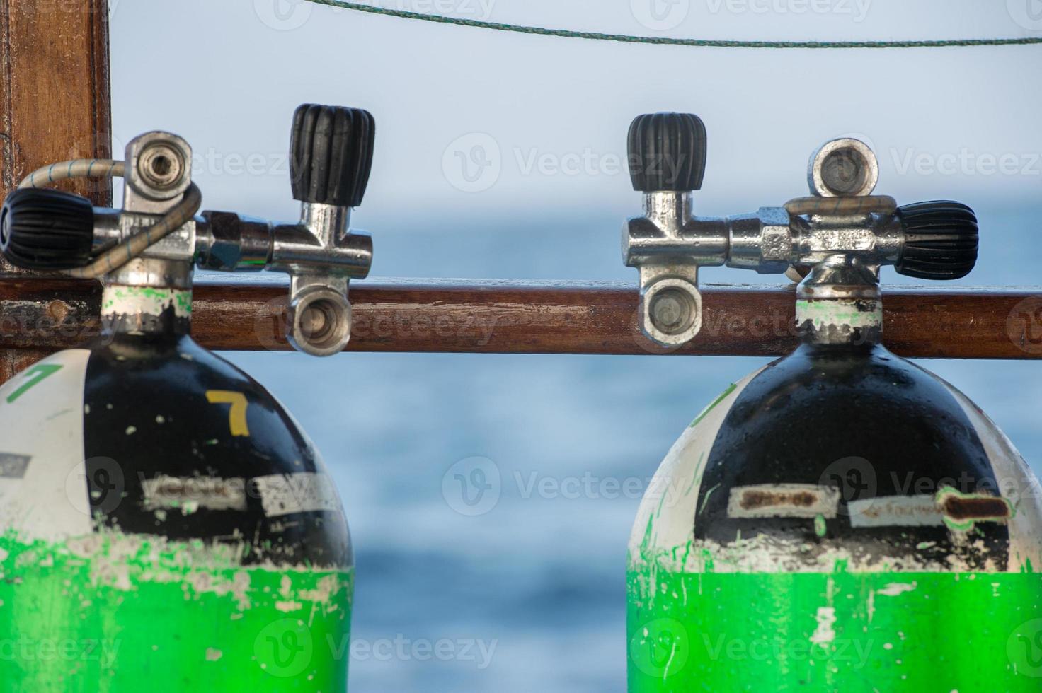 Tank on scuba diving boat photo