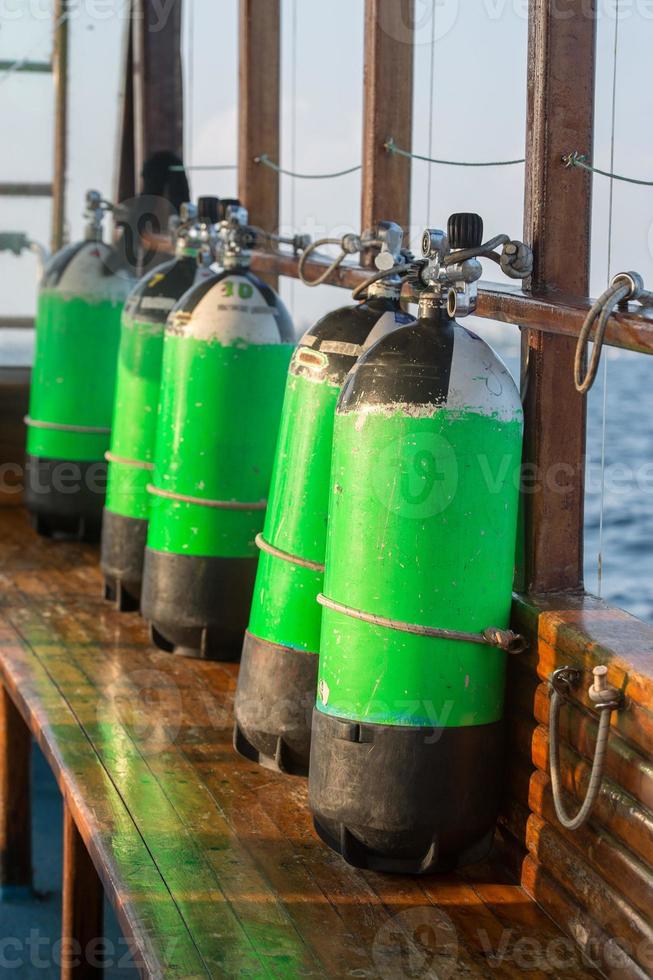 Tank on scuba diving boat photo