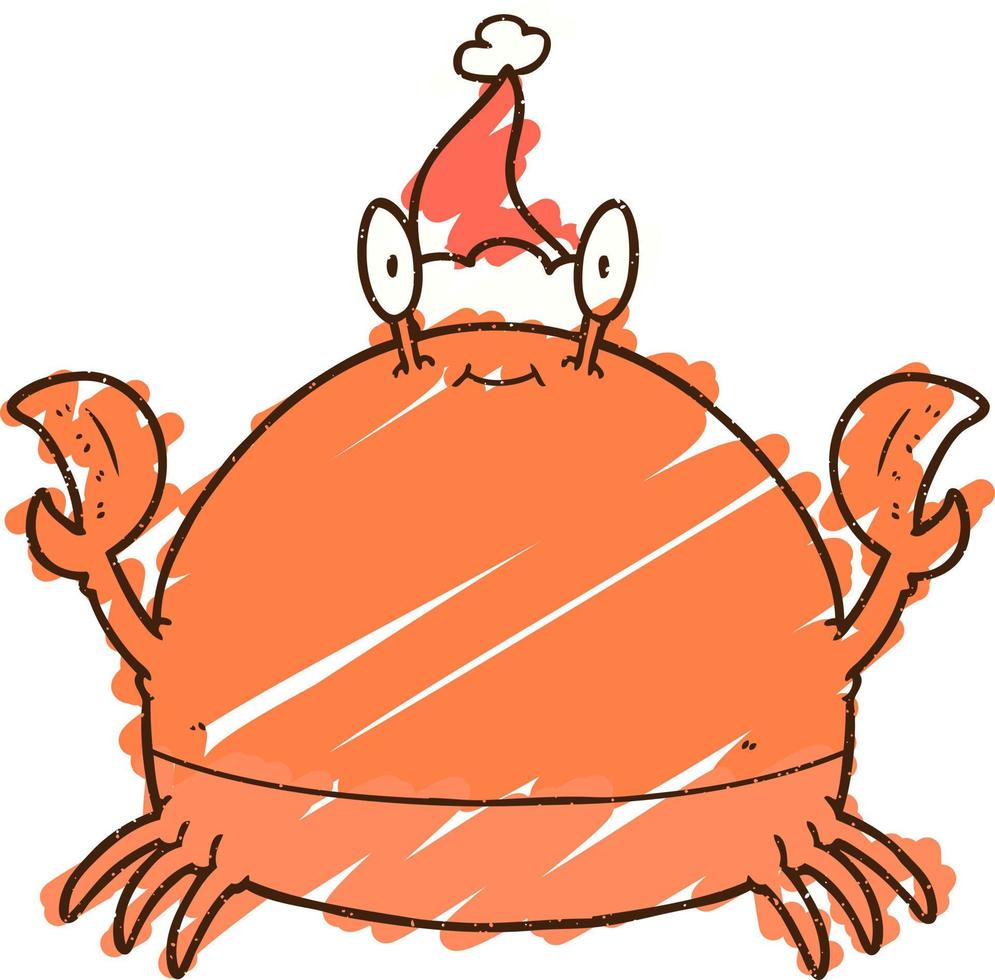 dibujo de tiza de cangrejo de navidad vector