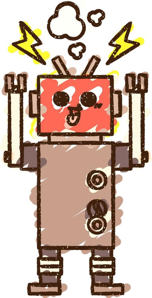 Robot Sparking Chalk Drawing vector