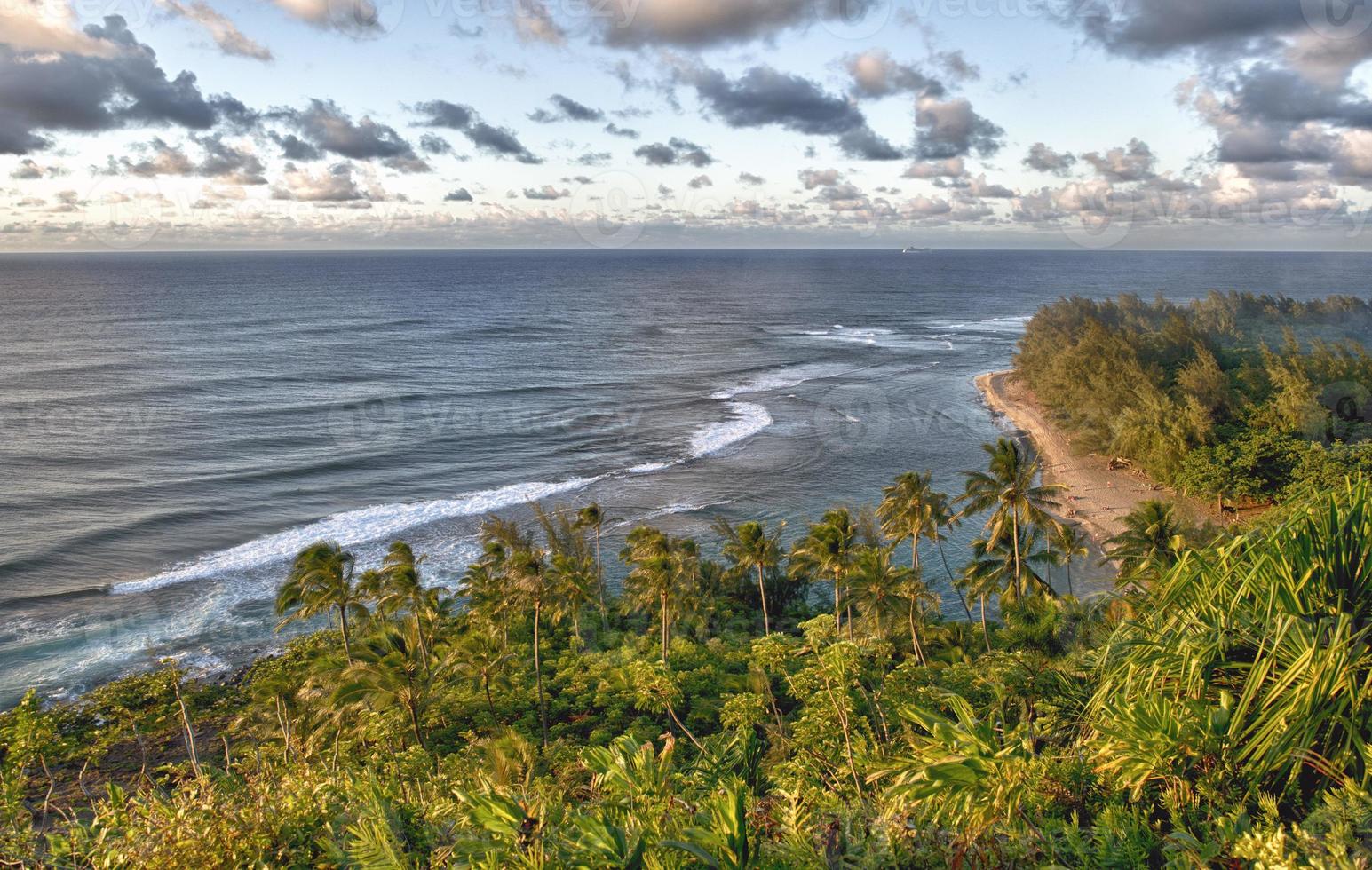 golden sunset at kalalau trail kauai island Hawaii photo