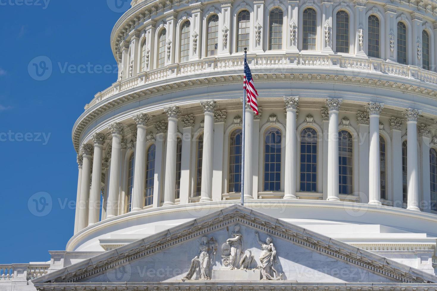 Washington DC Capital on deep blue sky background photo