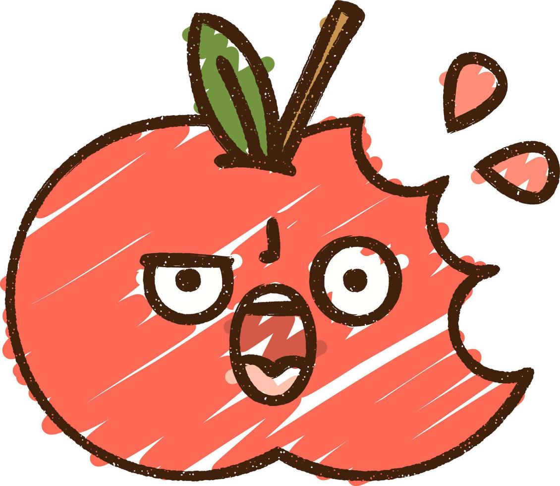 Angry Apple Chalk Drawing vector