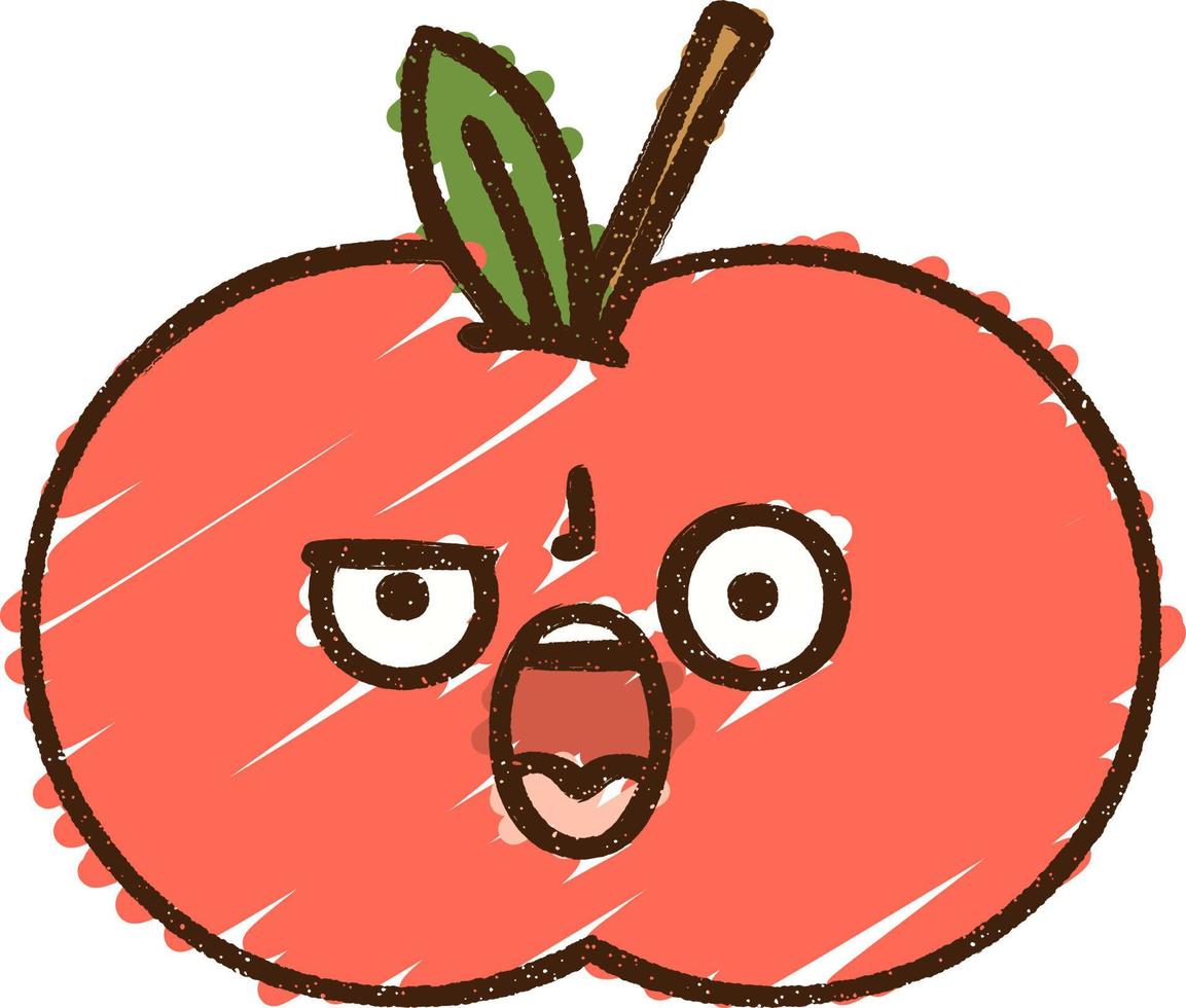 Angry Apple Chalk Drawing vector