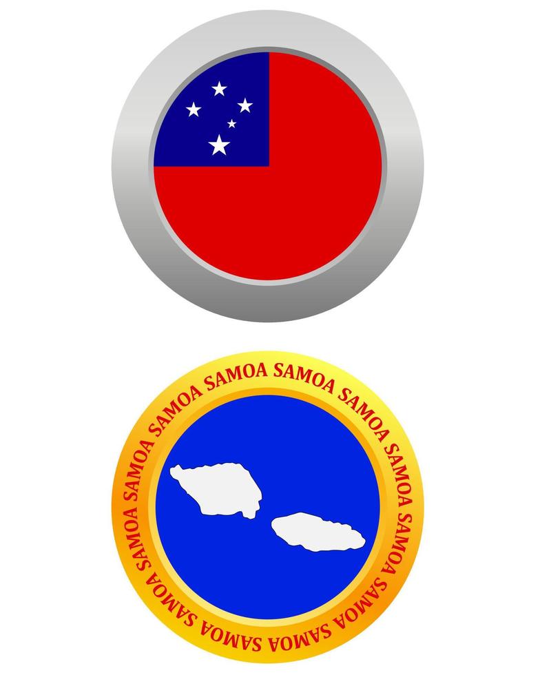 button as a symbol  SAMOA flag and map on a white background vector