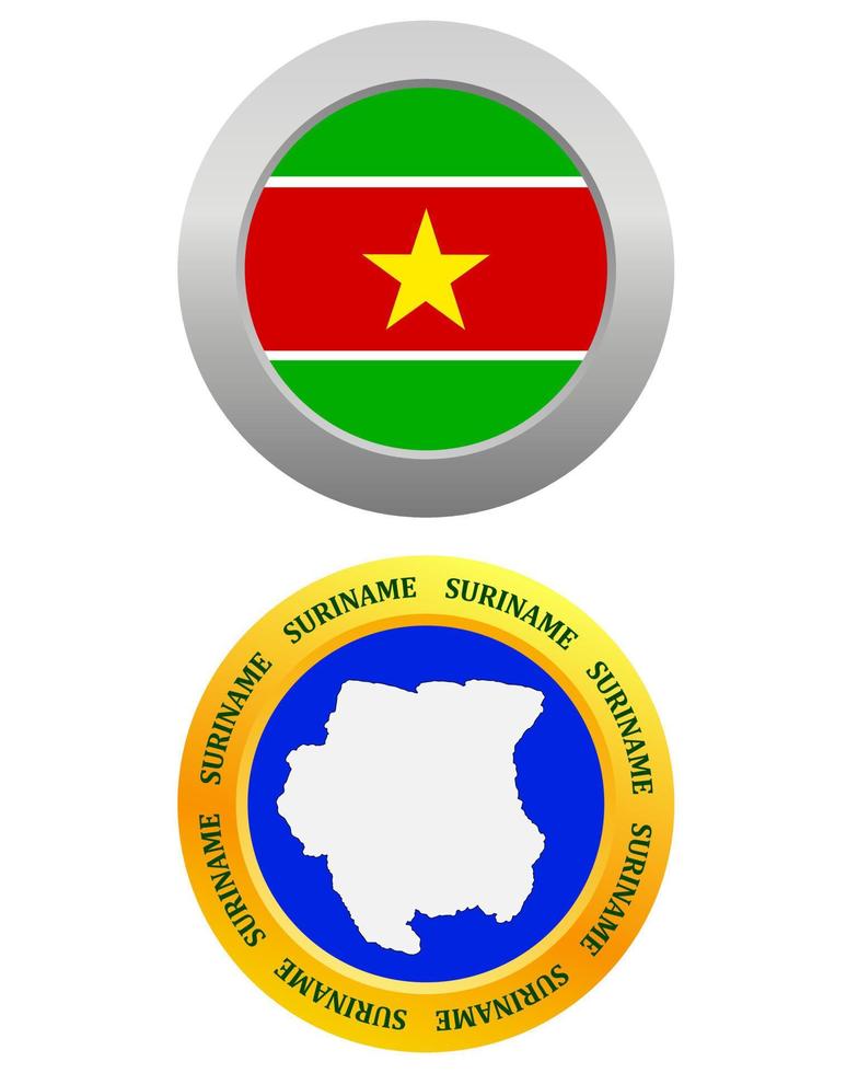button as a symbol Suriname and map on a white background vector